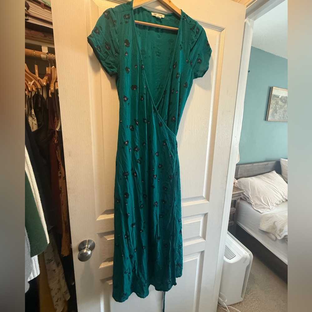 Billabong Teal Floral Wrap-Style Midi Dress